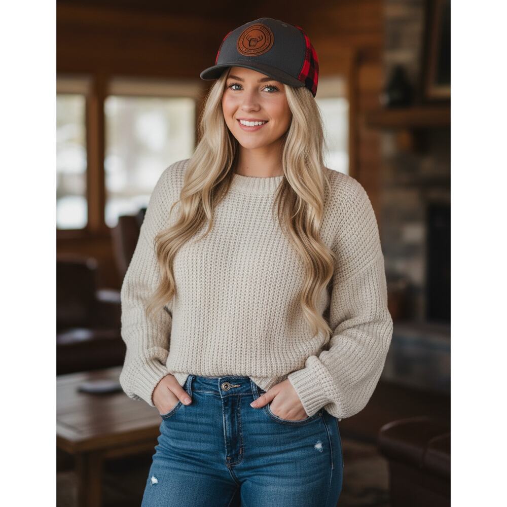 Deerhammer Distilling Red Black Buffalo Plaid Hat Cap Brewery Beer Oktoberfest
